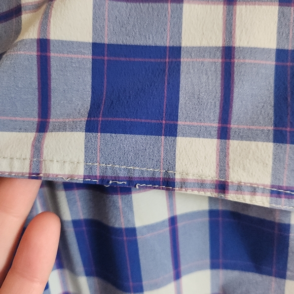 Duluth Trading Co Blue Plaid Button-Up Long Sleeve Shirt Stretchy Lightweight Xl - Picture 10 of 11